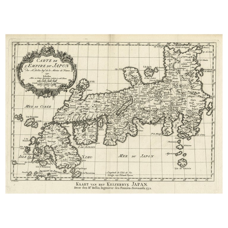 Nice Antique Map Of The Empire Of Japan Centered On The Bay Of Osaka Ca 1752 For Sale At 1stdibs