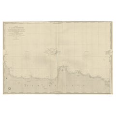 Carte nautique française du début de la côte nord de la Java, Indonésie, vers 1850