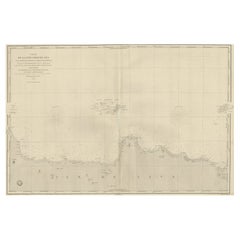 Antique Early French Nautical Chart of the Northern Coast of of Java, Indonesia, C.1850