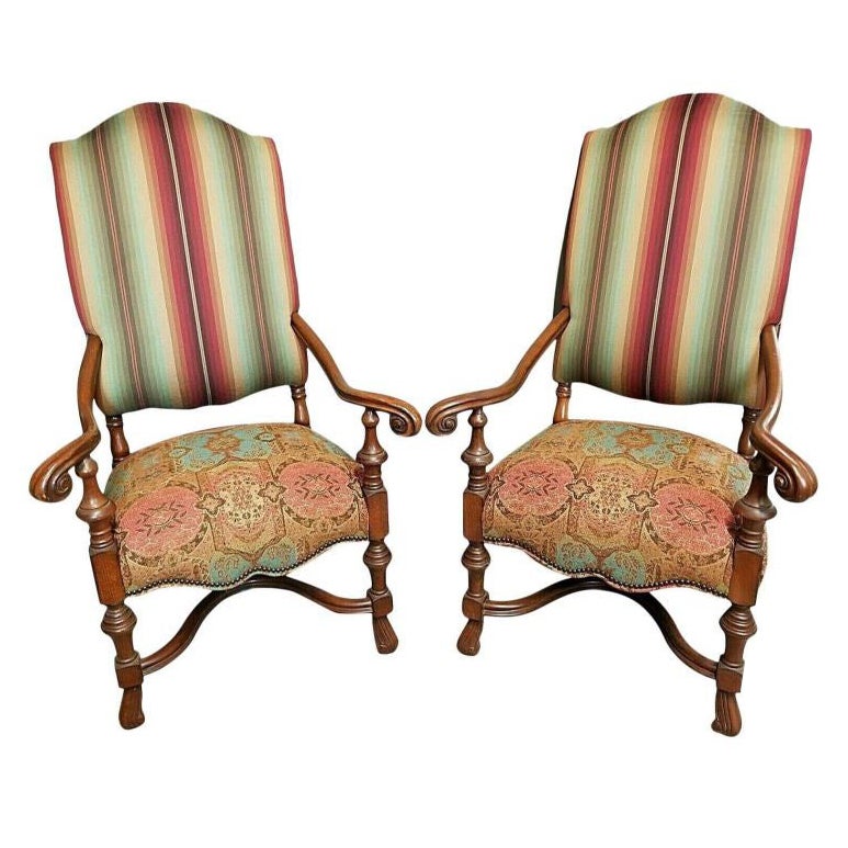 Antique French Louis XIV Throne Armchairs For Sale