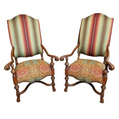 Antique French Louis XIV Throne Armchairs
