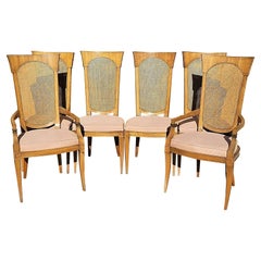 Vintage Drexel Klismos Caned High Back Dining Chairs, Set of 6