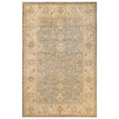 One-Of-A-Kind Hand Made Contemporary Eclectic Green Area Rug