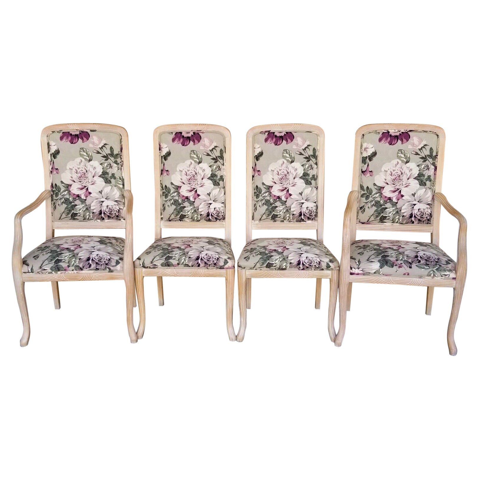 Chintz Roses Dining Chairs, Set of 4 For Sale