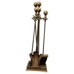 Attractive Brass Fireside Companion Set, Fireside Tools