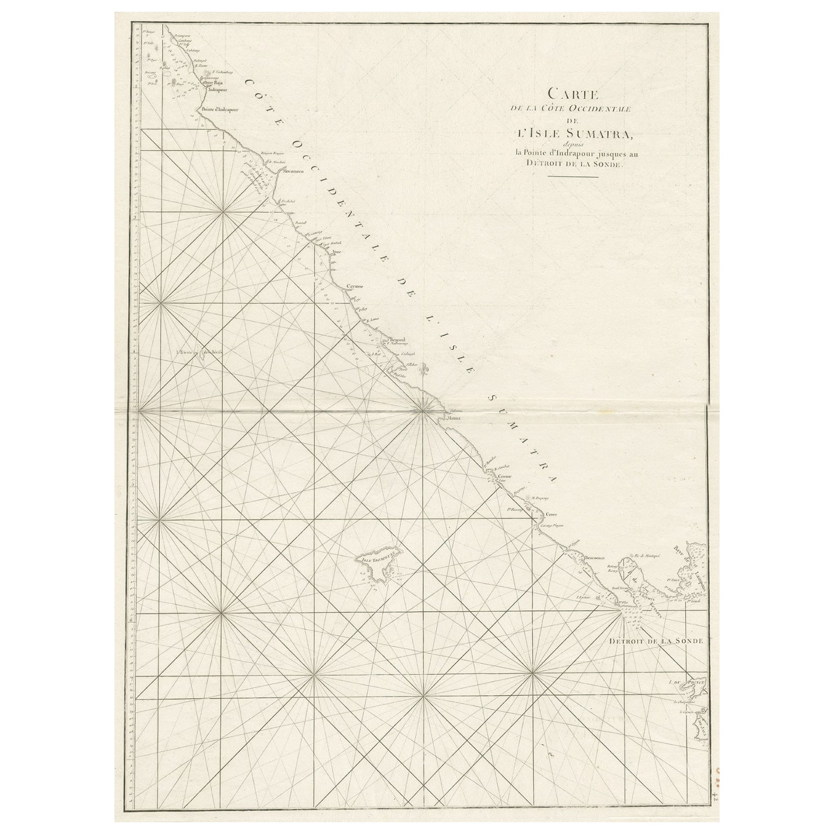 Sea Chart of Part of the Southwestern Coast of Sumatra & Nias, Indonesia, C1775 For Sale