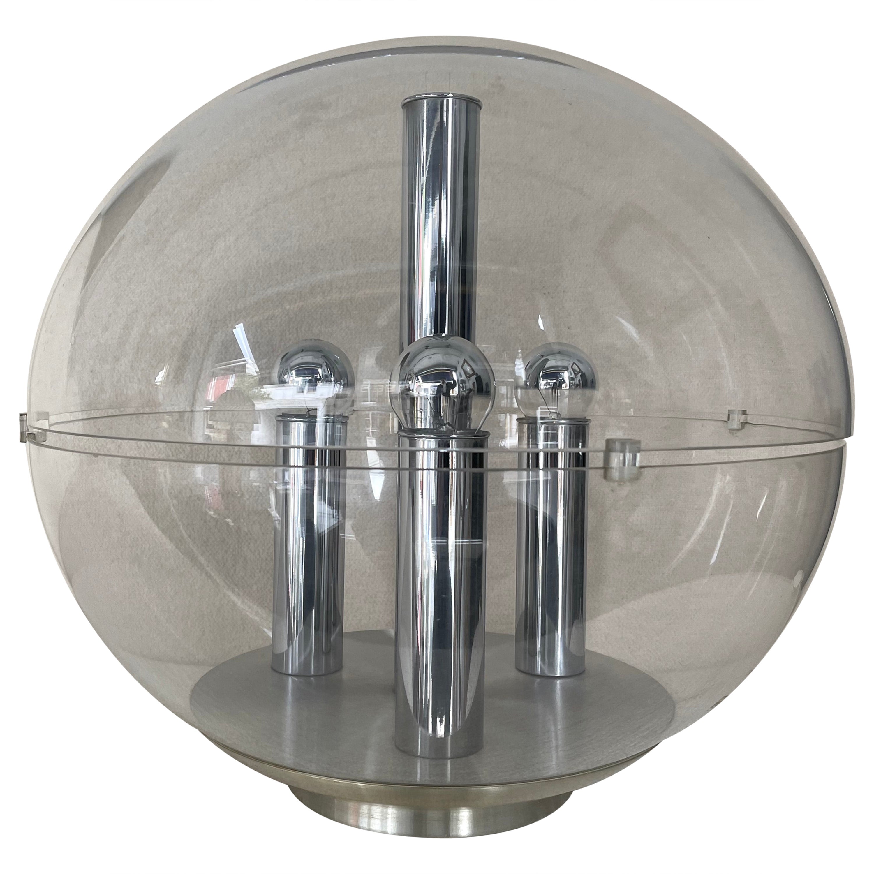 Large Space Age Lucite and Metal Ball Lamp, Italy, 1970s For Sale