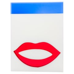 Sculpture contemporaine rectangulaire en résine intitulée « Eyes bleues » de Ray Geary