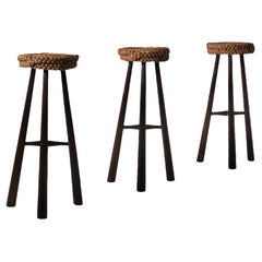 Audoux & Minet Bar Stools, France 1950s, Set of Three