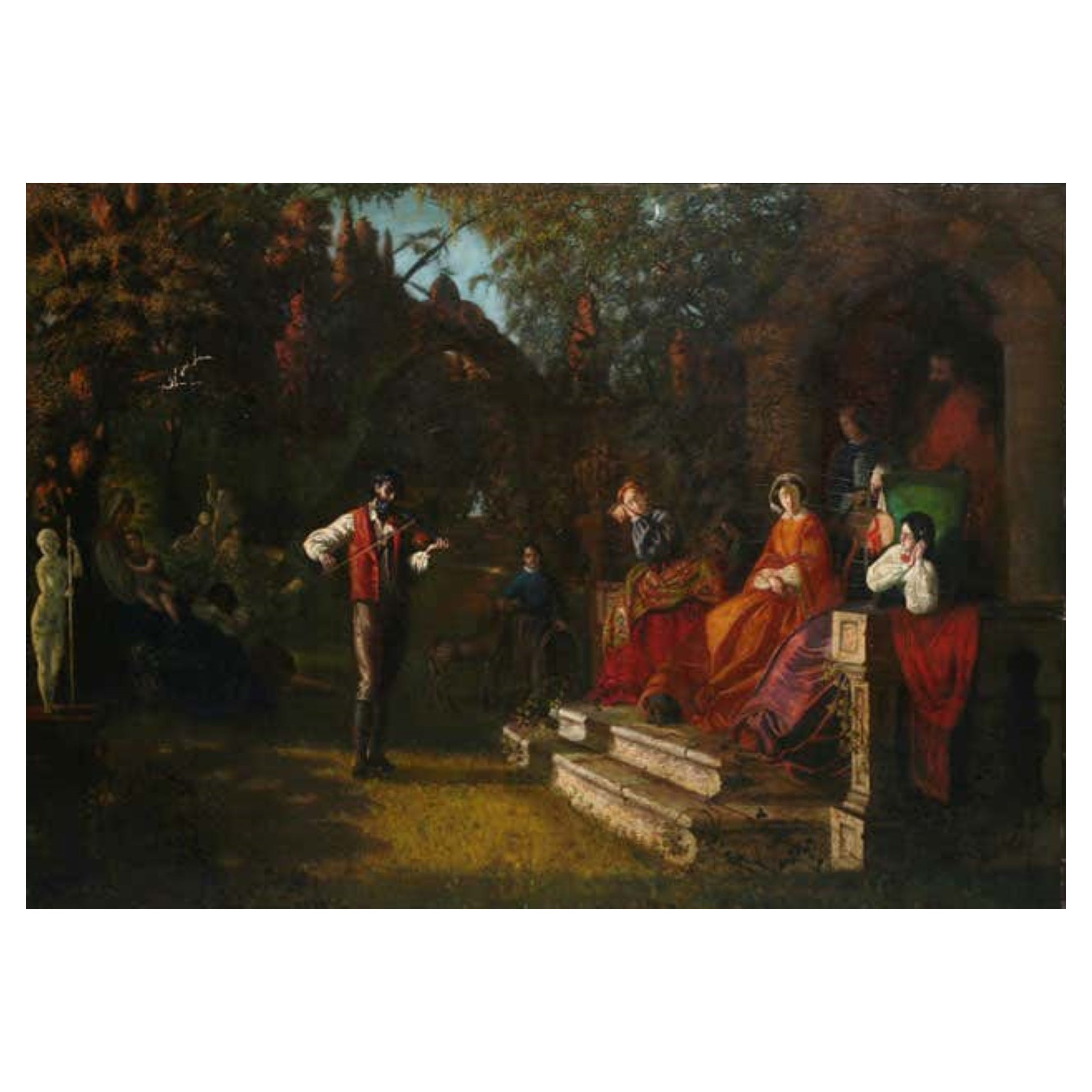 Grande peinture espagnole néoclassique du 19ème siècle de genre attribuée à en vente