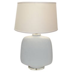 Vintage Mid-Century Modern Iconic Sculptural Textured White Plaster Table Lamp on Lucite