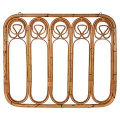 Midcentury French Riviera Rattan and Curved Bamboo Italian Coat Rack, 1960s