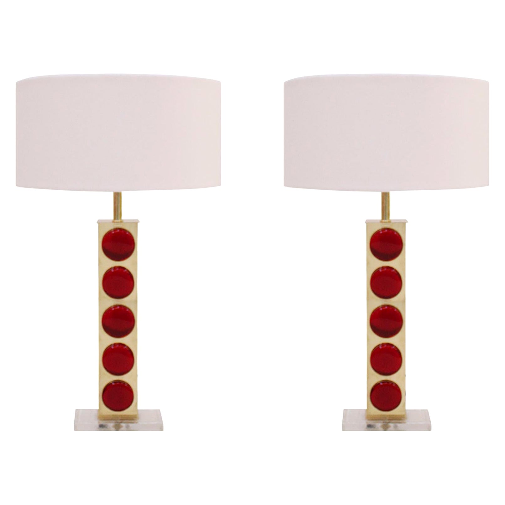 Pair of Mid-Century Modern Murano Glass Lamps with Teak at 1stDibs ...