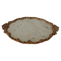 Large Vintage Filigree Gold Frame Decorative Oval Vanity Tray