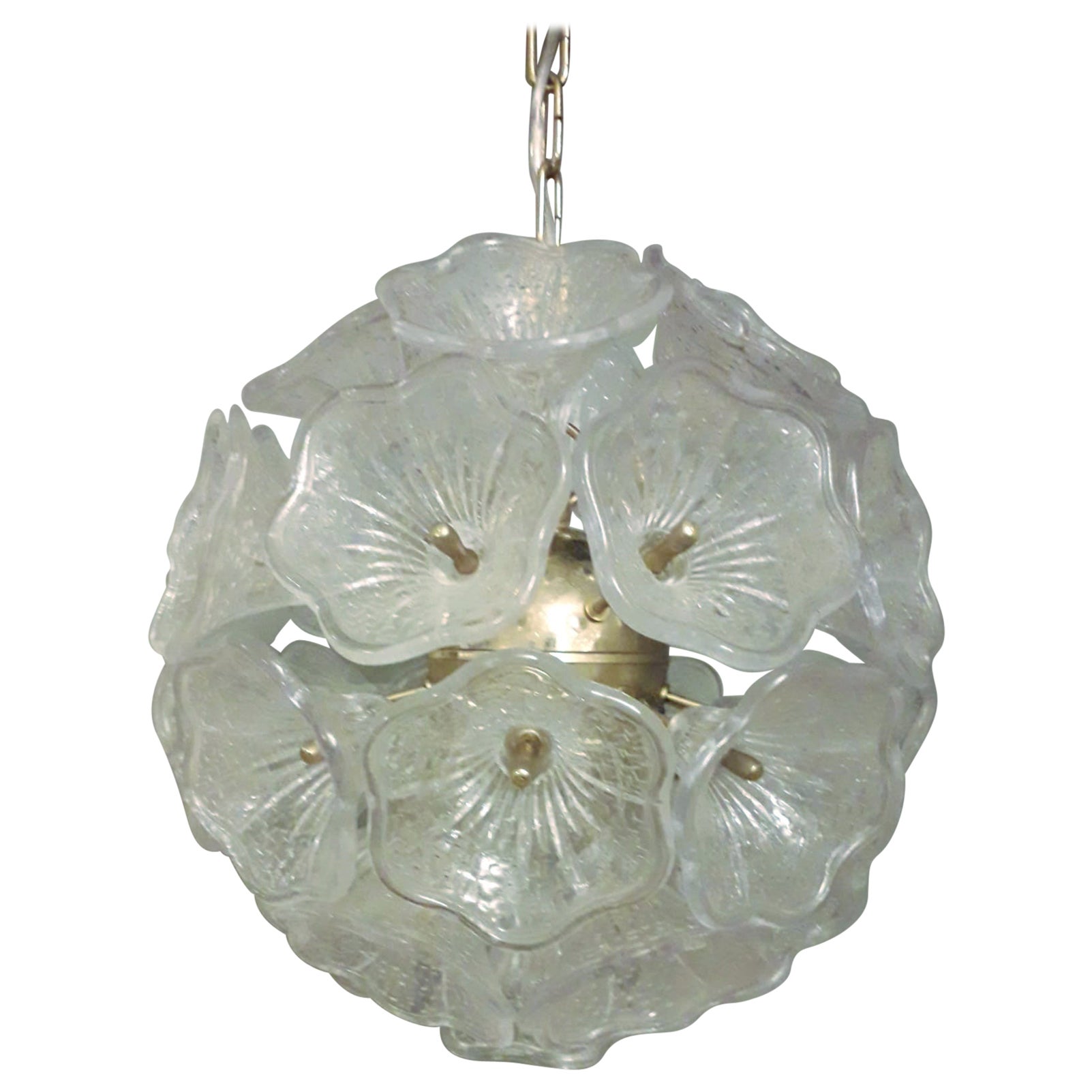 Clear Murano Flowers Sputnik Chandelier by Venini