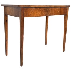 20th Century Marquetry Console Table with Drawer and Tapered Legs