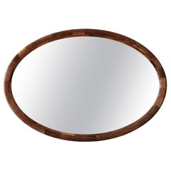 Customizable STACKED Horizontal Oval Wooden Mirror, example shown in Walnut