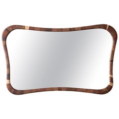 Customizable STACKED Wooden Rectilinear Mirror, example shown in salvaged Walnut