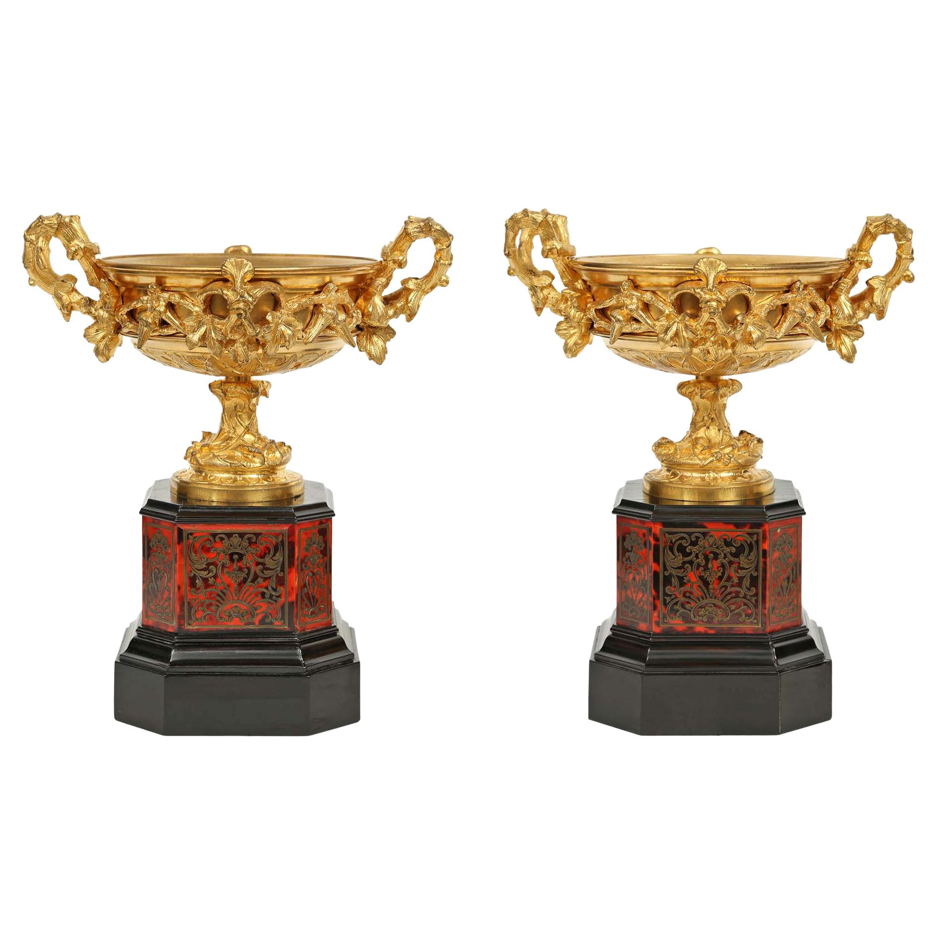 Pair of French Mid-19th Century Napoleon III Period Ormolu Tazzas For Sale