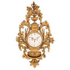 Austrian 18th Century Louis XVI Period Giltwood Cartel Blind Man’s Clock