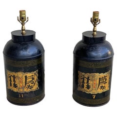 Pair of 19th C. English Tea Jars, Made into Lamps
