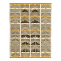 Teppich & Kelim im skandinavischen Stil, maßgefertigter Kelim in Beige-Brown mit geometrischem Muster