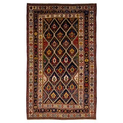 Antique Persian Bakhtiari Handmade Allover Designed Multicolor Oversize Wool Rug