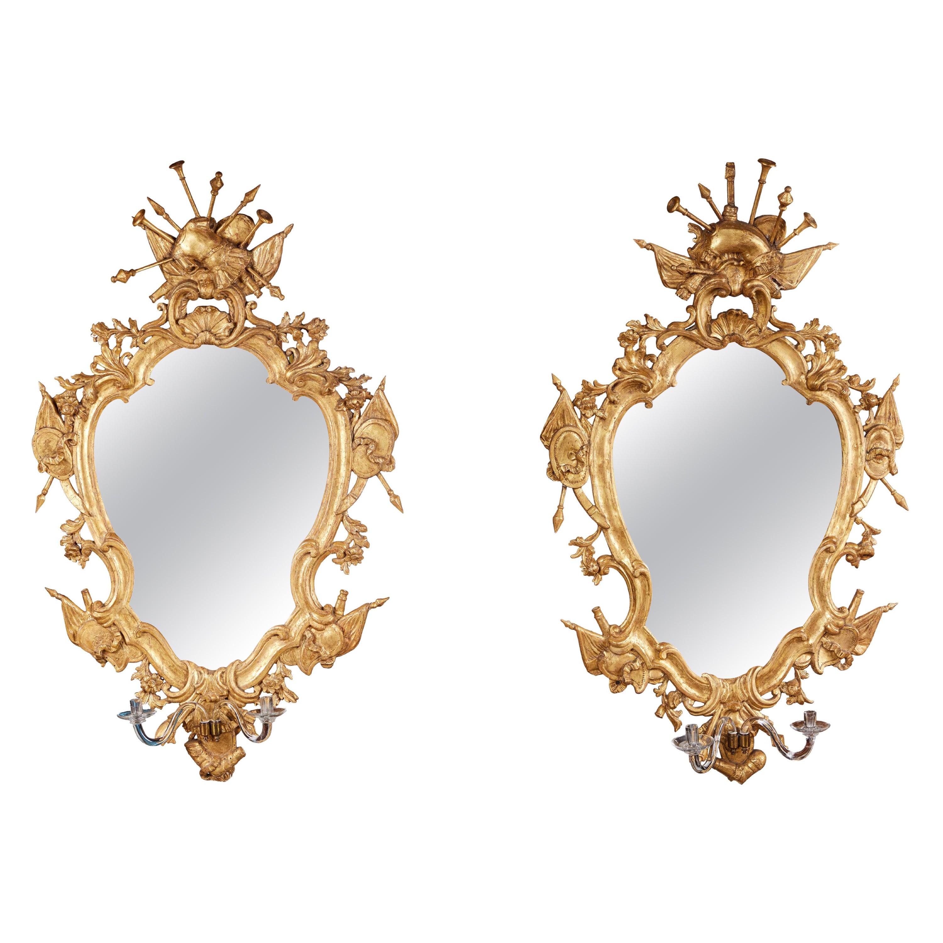 Exceptional Pair of 18th Century Girandole Mirrors