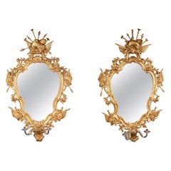 Exceptionnelle paire de miroirs girandoles du 18me sicle