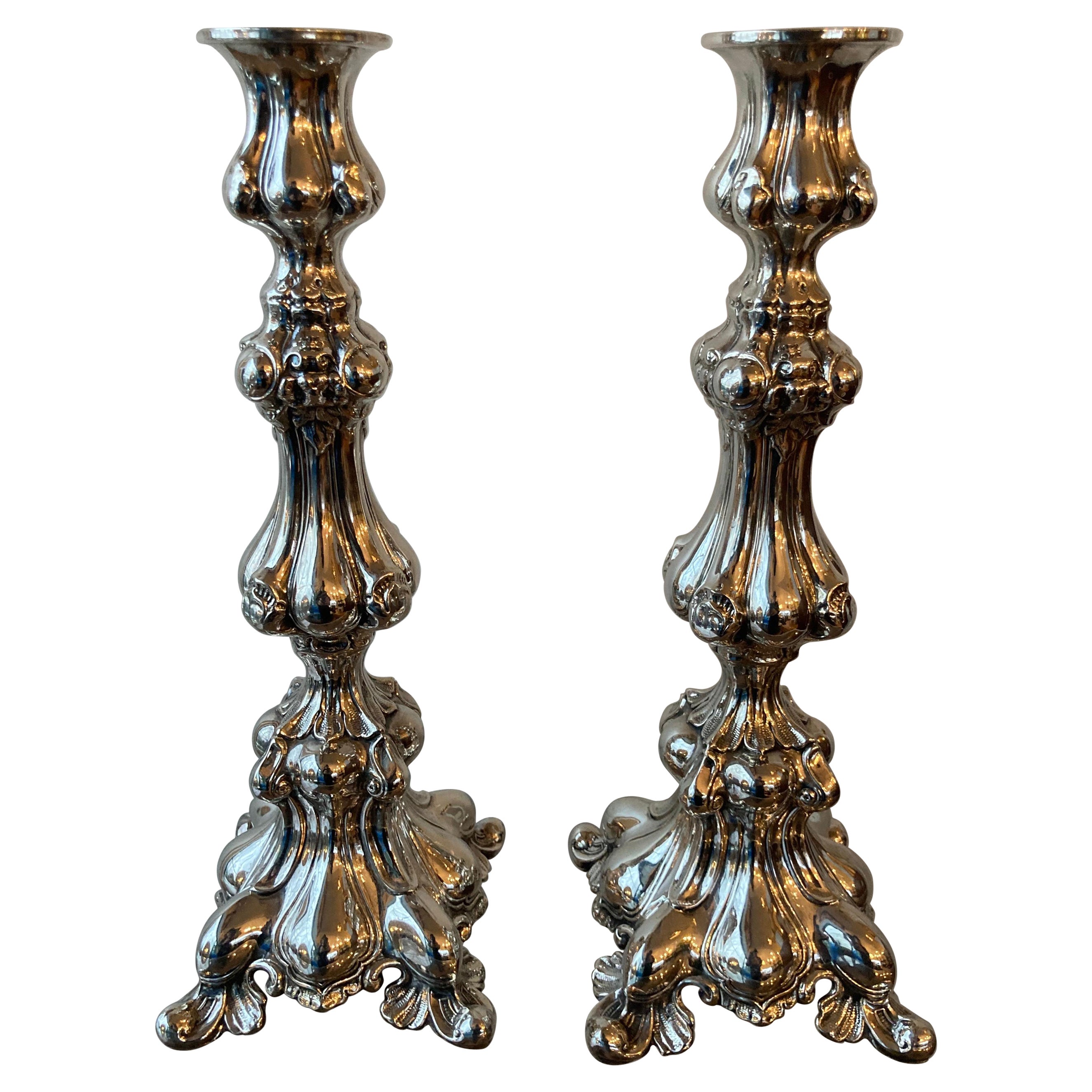 Pair of Austrian Sterling Candlesticks For Sale