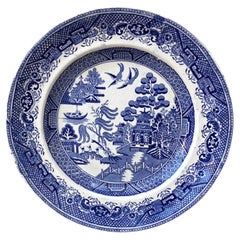 Antique 19th Century Blue & White English Willow Plate Staffordshire
