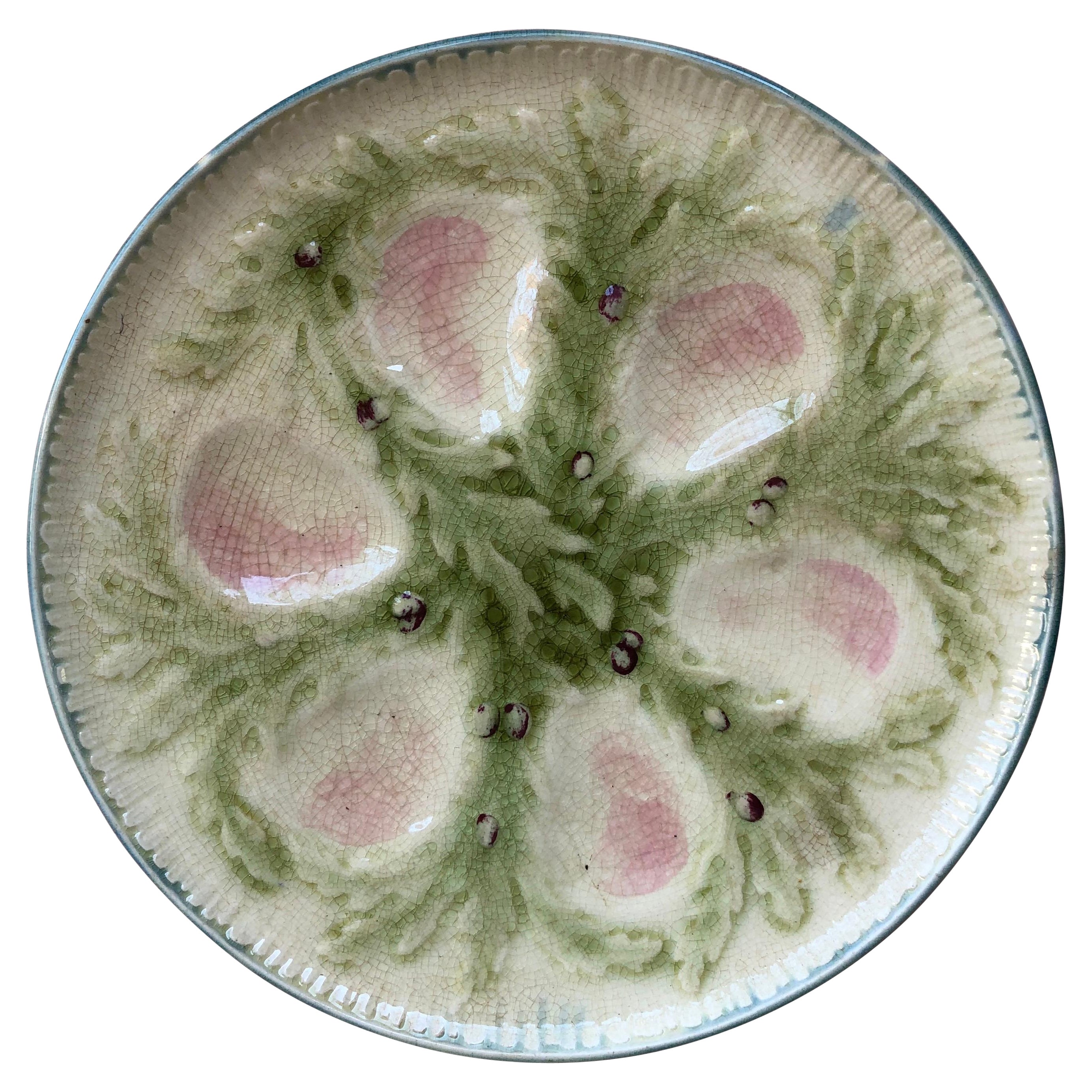 French Majolica Oyster Plate Choisy-le-Roi, circa 1880 For Sale