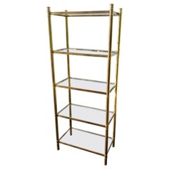 1960s Regency Solid Brass Etagere with Glass Shelves