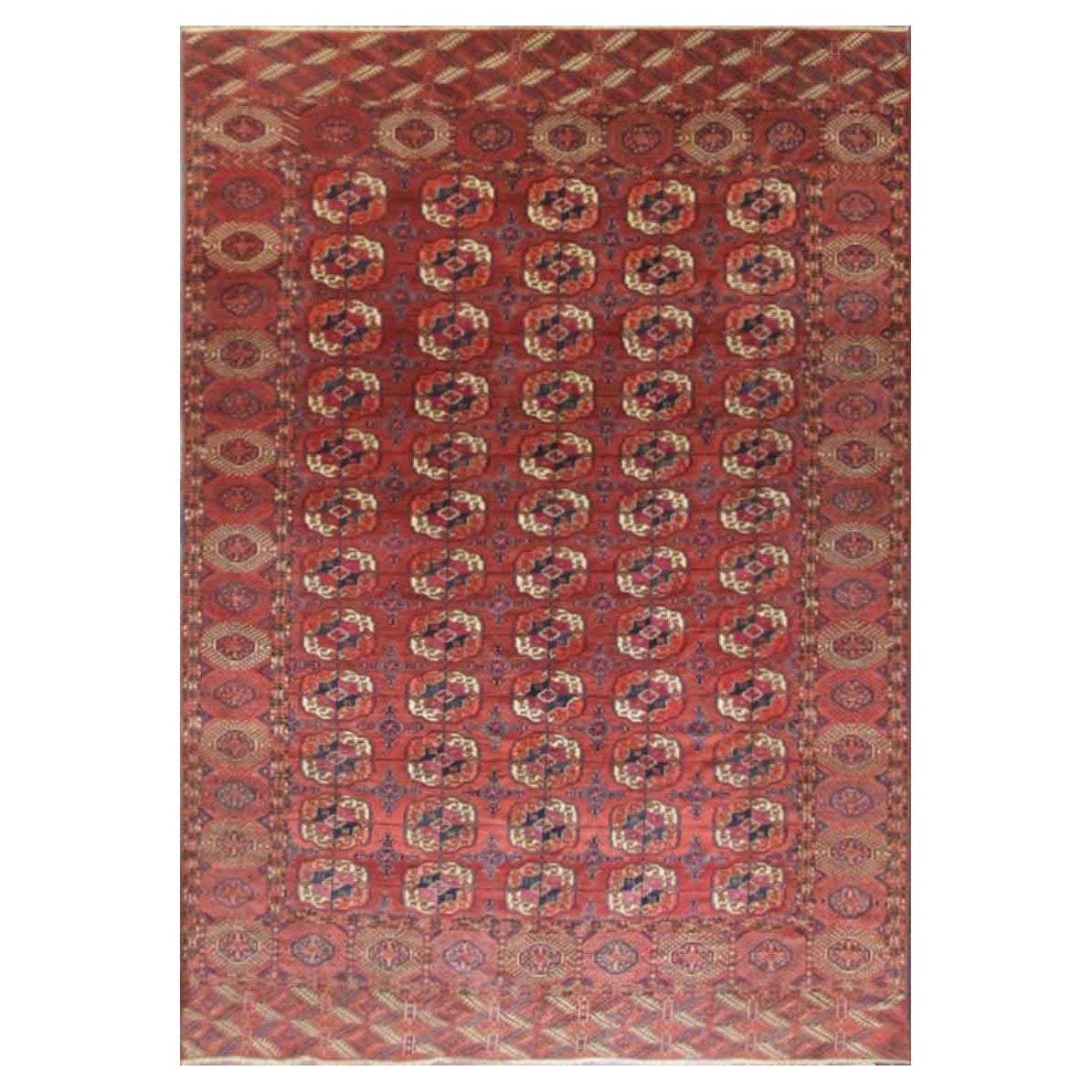 Antique Turkoman Tekke Main Carpet, 7'6" x 10'7" For Sale
