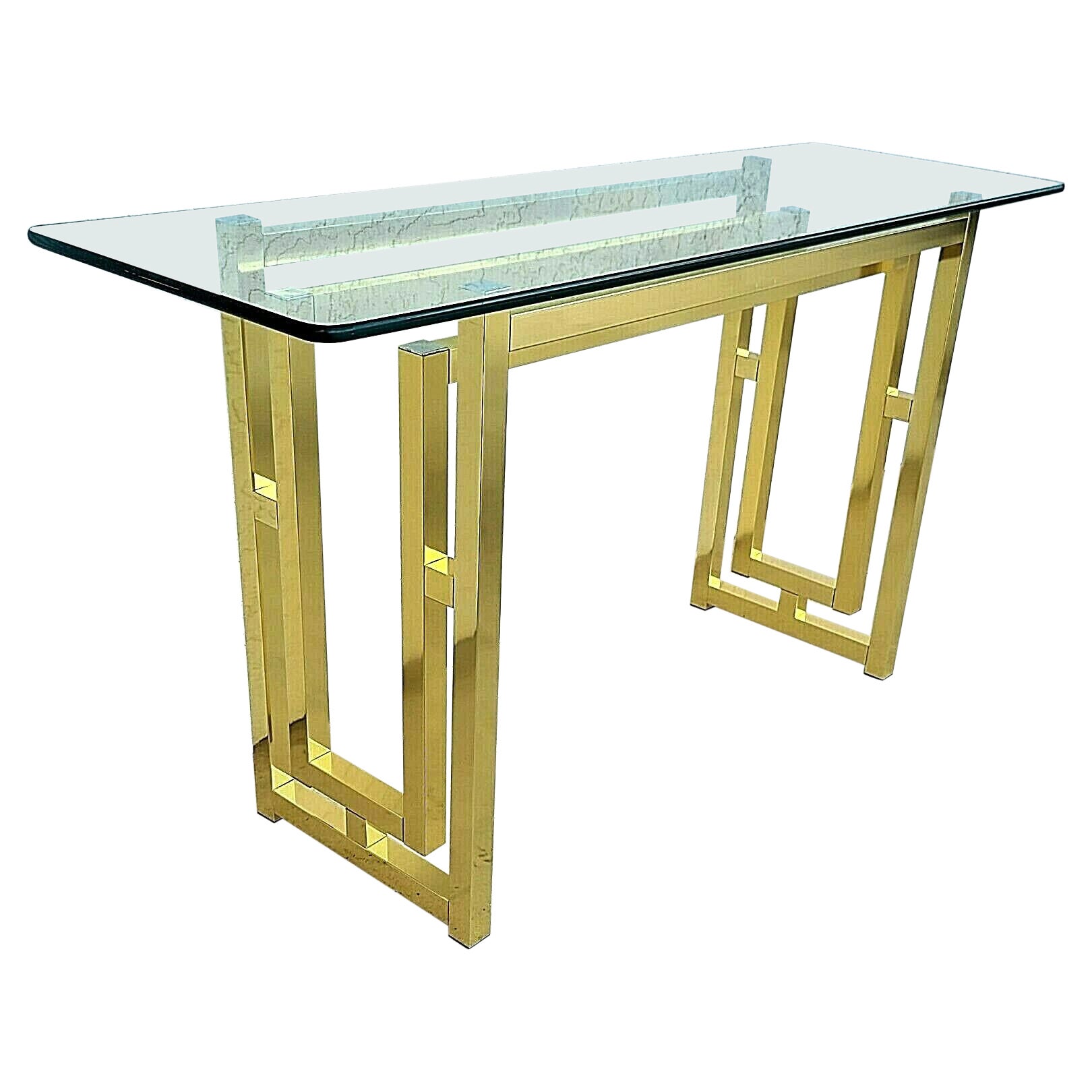 Table console en métal et verre moderne du milieu du siècle dernier en vente