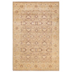 One-Of-A-Kind Hand Made Traditional Mogul Brown Area Rug