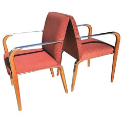 MCM Cromo y Madera Sillones de Comedor Sillones de Acento Juego de 2