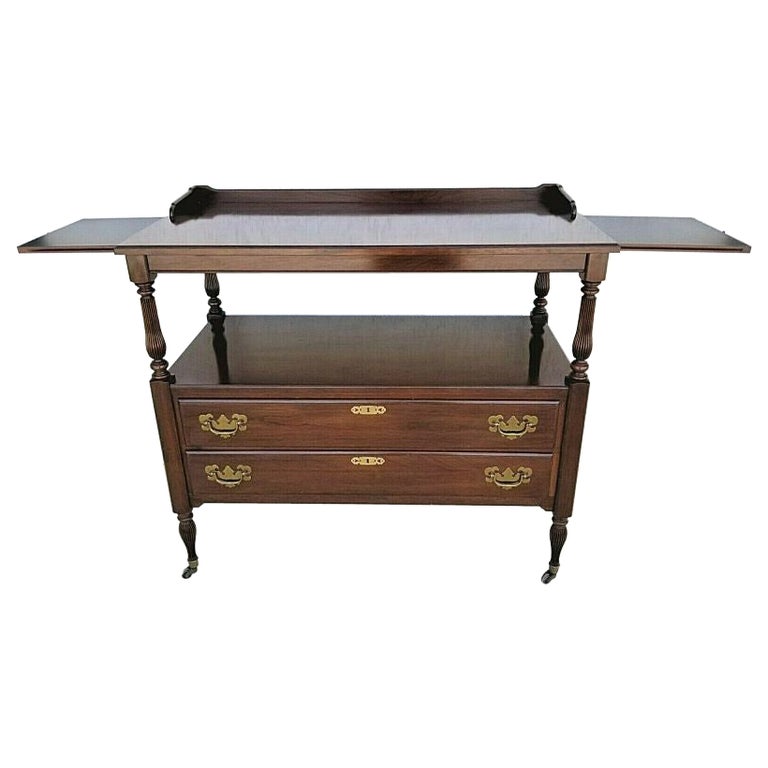 Ethan Allen Rolling Sideboard Buffet Dry Bar Tea Serving Cart For Sale