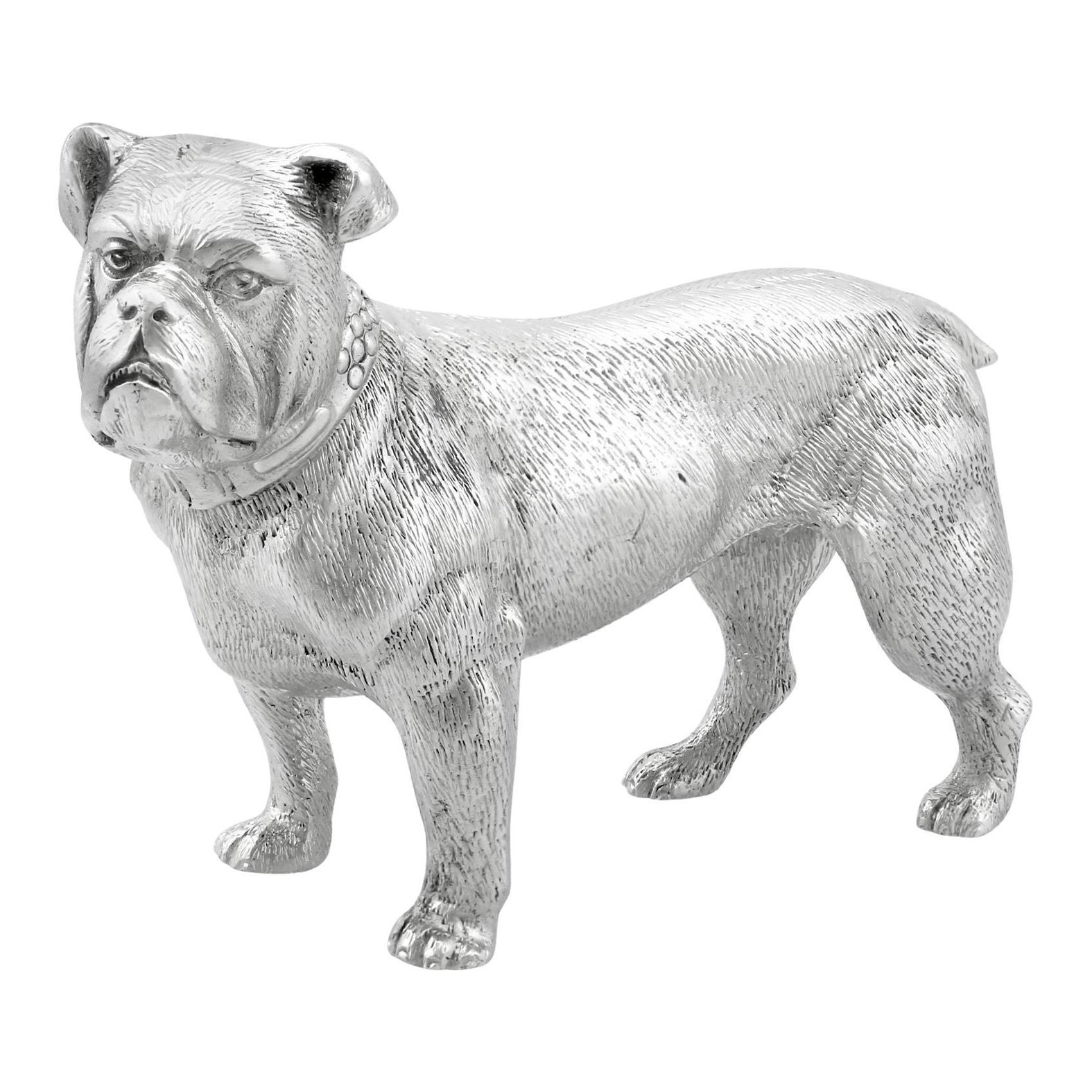Vintage Sterling Silver Model of a Bulldog For Sale