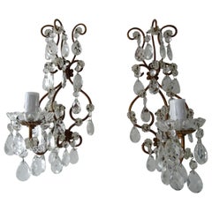 French Loaded Crystal Prisms Sconces, c 1920