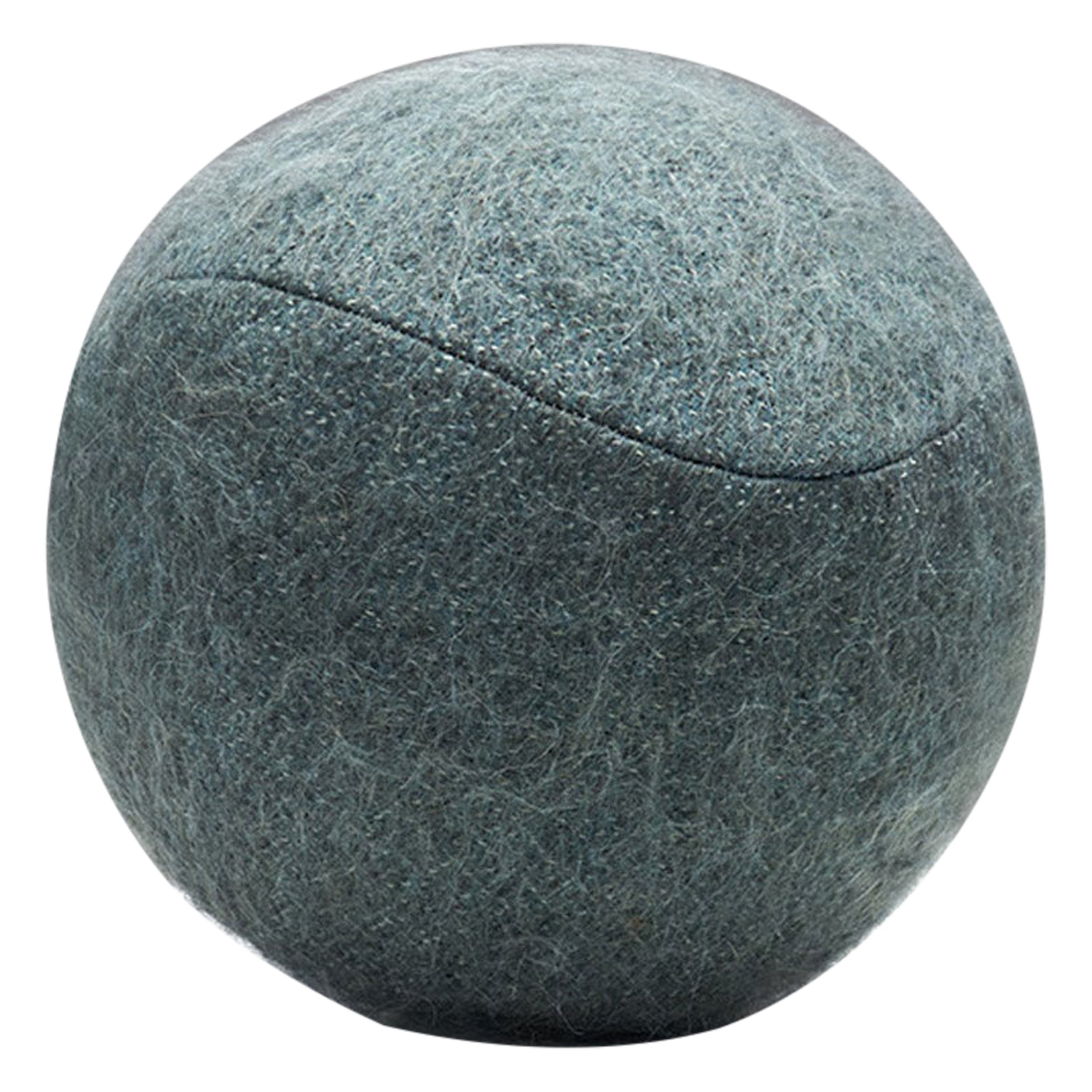 Accent Ball Pillow in Bluish-Grey Fabric For Sale