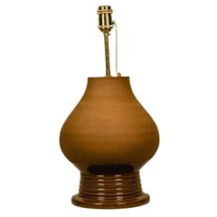 Contemporary Manolo Eirin Handmade Table Side Lamp Ceramic Terracotta Color
