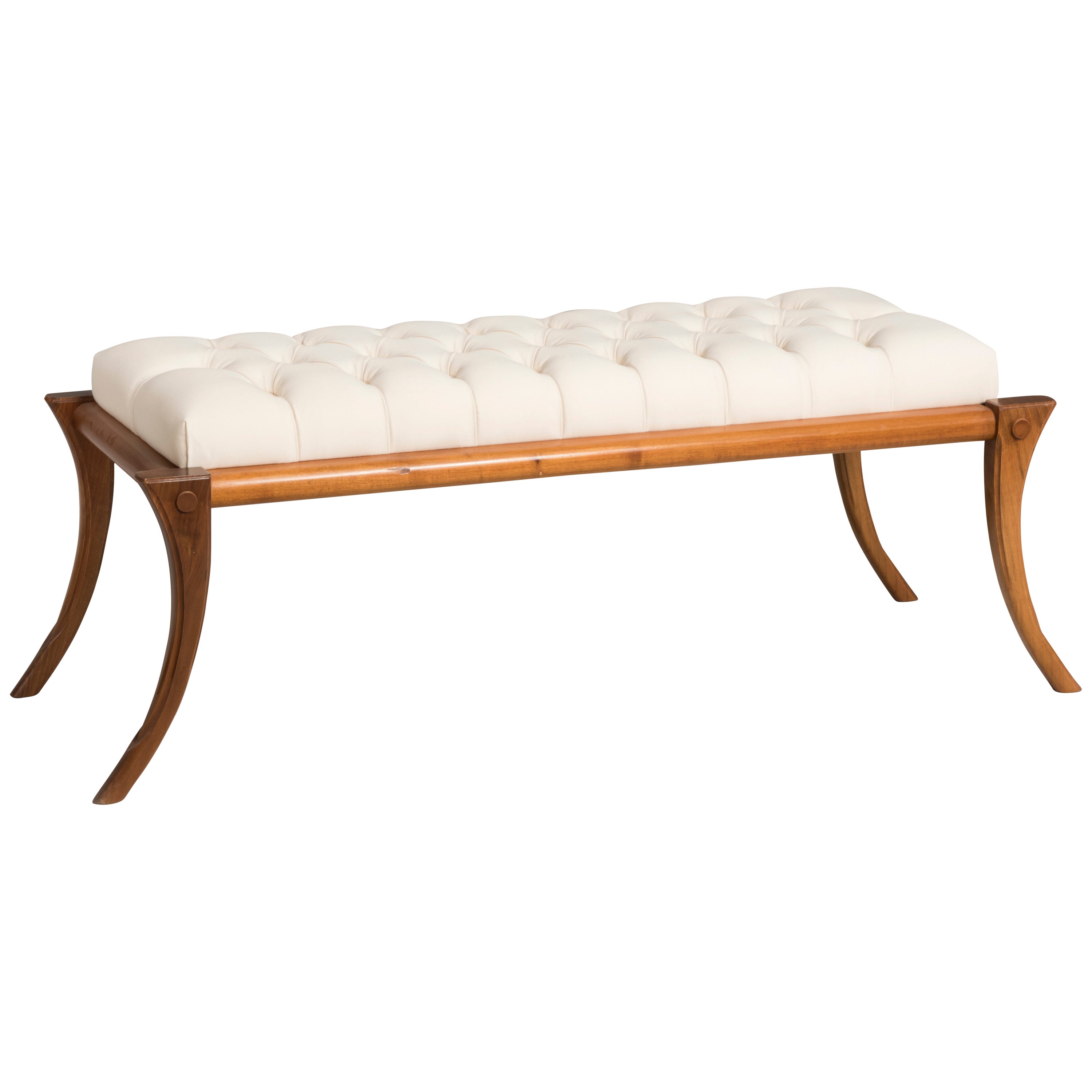Fresno ash wood and wool upholstery Bench For Sale at 1stDibs