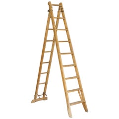 Antique Original Painted "the Patient Safety Ladder Company" Decorators Ladder