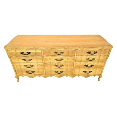 Olive Burl French Louis XV Glass Top Dresser