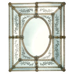 "Canova" Murano Glass Mirror in Venetian Style by Fratelli Tosi, Made in Italy