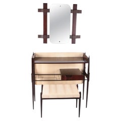 Mueble alto Ico Parisi con espejo y taburete, 1950, Italia