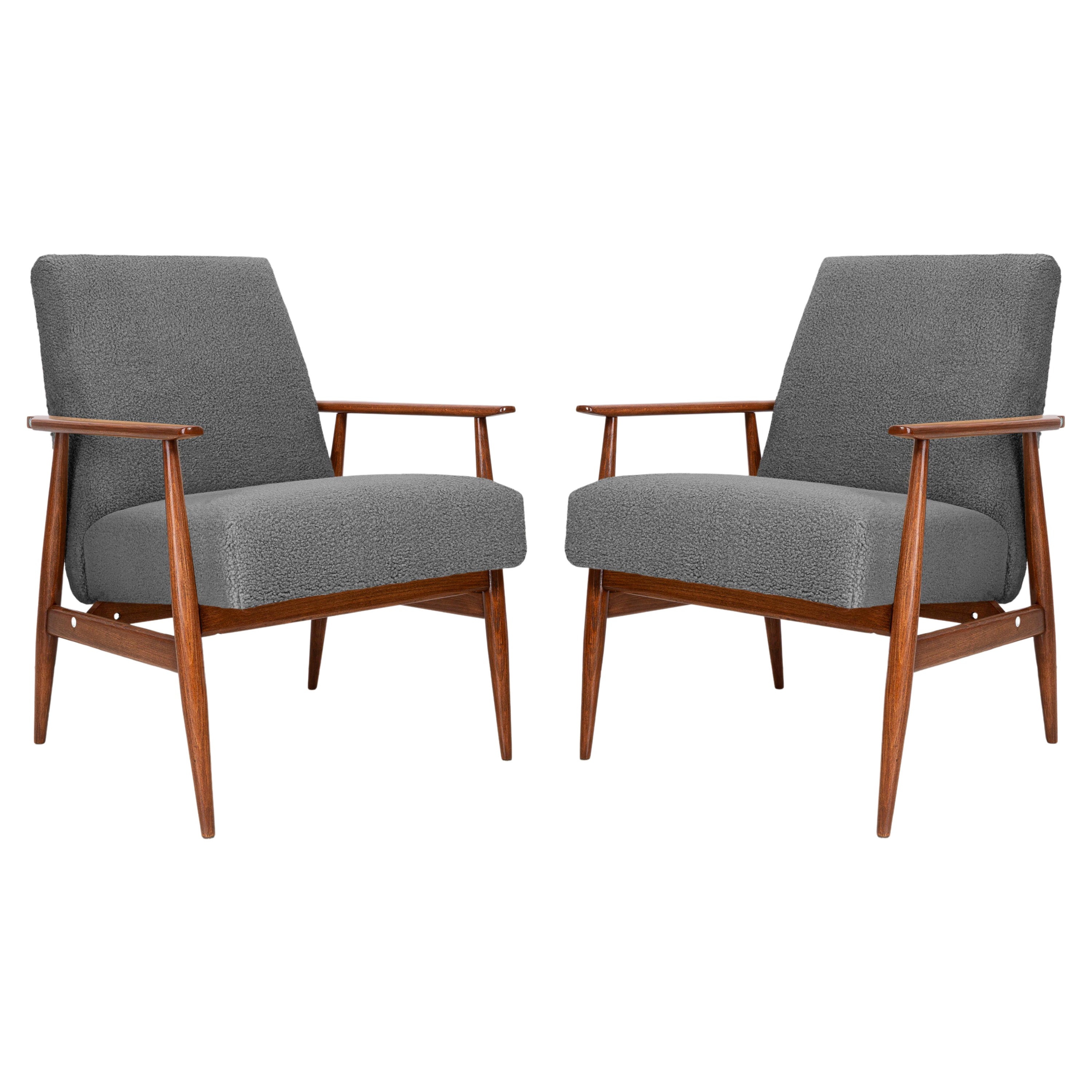 Paar graue Boucl-Dante-Sessel aus der Jahrhundertmitte, H. Lis, 1960er Jahre