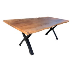 Incredible Hand Crafted Large Ash Live Edge Slab Dining Table