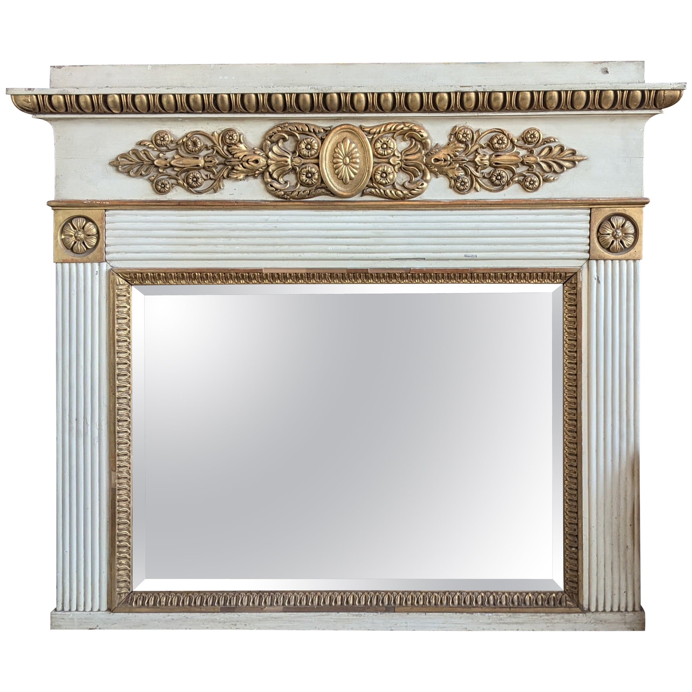 Elegant Neoclassical Fireplace with Gilt Friezes, Early 19th Century For Sale